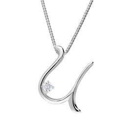 Love Letters 18ct White Gold 0.10ct Diamond Initial U Necklace