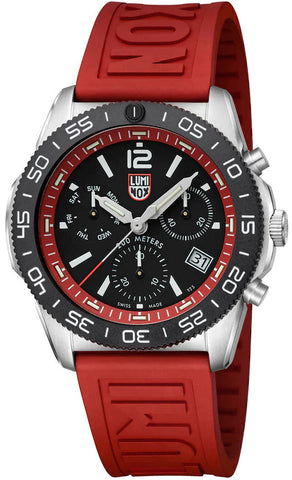Luminox Sea Pacific Diver Chronograph 3140 Black Red Watch XS.3155 - detail view