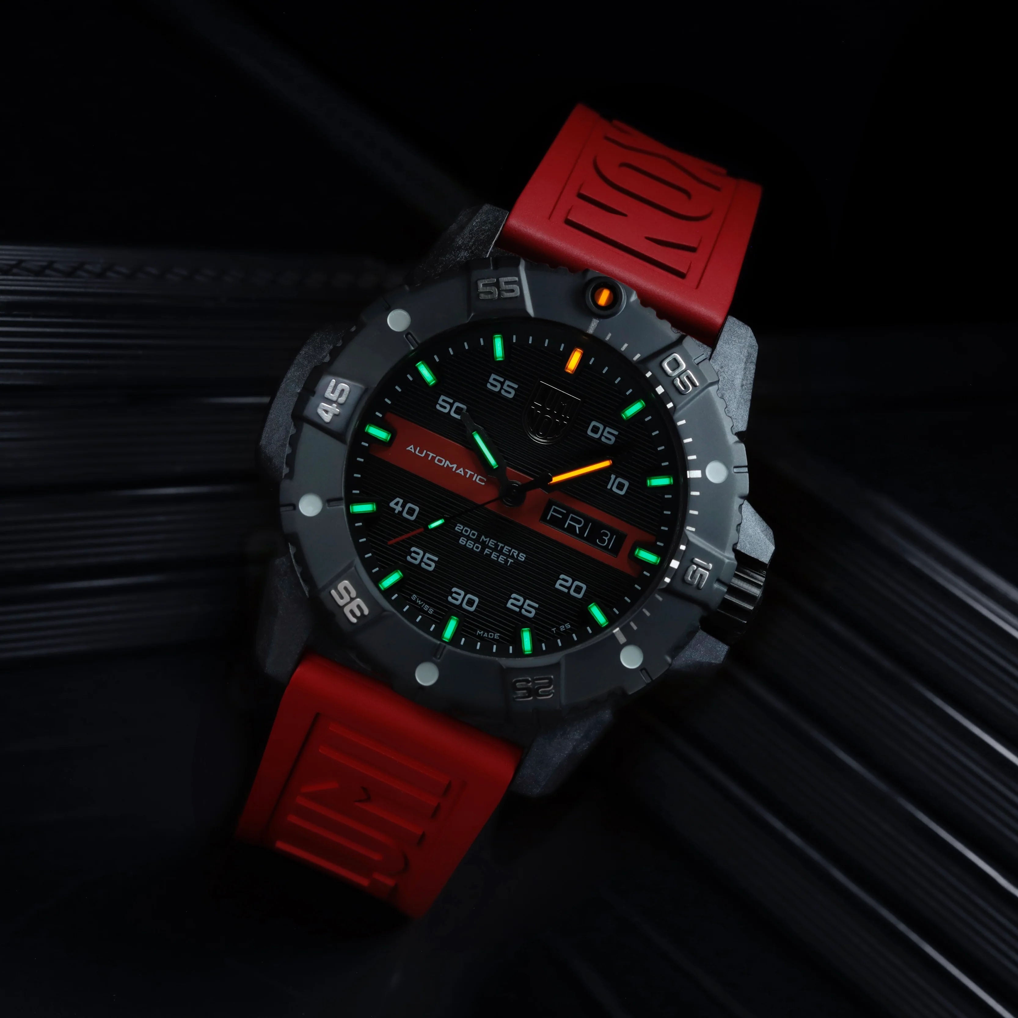 Luminox Master Carbon Seal Automatic 3860 - Orologio Uomo 45mm, Cassa In Acciaio, Quadrante Nero, Vetro Zaffiro, Cinturino In Caucciù Grigio
