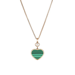 Chopard Happy Hearts 18ct Rose Gold 0.05ct Diamond Malachite Pendant