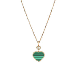 Chopard Happy Hearts 18ct Rose Gold 0.05ct Diamond Malachite Pendant