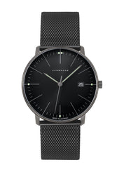 Junghans Max Bill Quartz Black Watch with black pvd strap, black pvd case