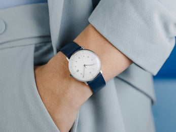 Junghans Max Bill Damen Watch with white dial, leather strap, steel case