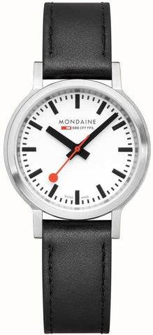 Mondaine SBB Stop2Go BackLight White Grape Leather Watch