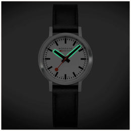 Mondaine SBB Stop2Go BackLight White Grape Leather Watch