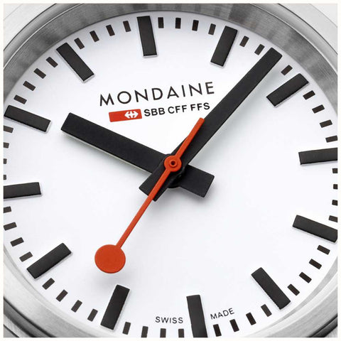 Mondaine SBB Stop2Go BackLight White Grape Leather Watch
