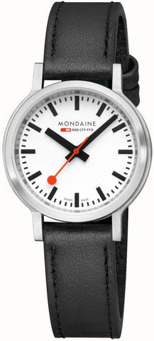 Mondaine Watch SBB Stop2Go BackLight White Grape Leather MST.3401B.LBV.SET