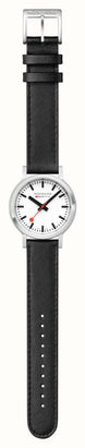 Mondaine SBB Stop2Go BackLight White Grape Leather Watch