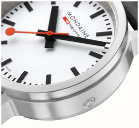 Mondaine SBB Stop2Go BackLight White Grape Leather Watch