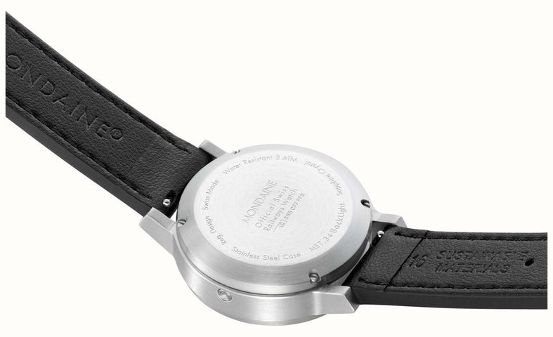 Mondaine SBB Stop2Go BackLight White Grape Leather Watch