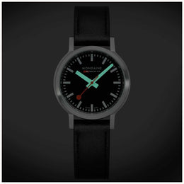 Mondaine SBB Stop2Go Black Grape Leather Watch
