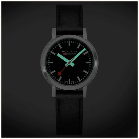 Mondaine SBB Stop2Go Black Grape Leather Watch