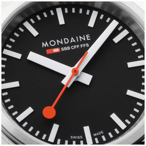 Mondaine SBB Stop2Go Black Grape Leather Watch