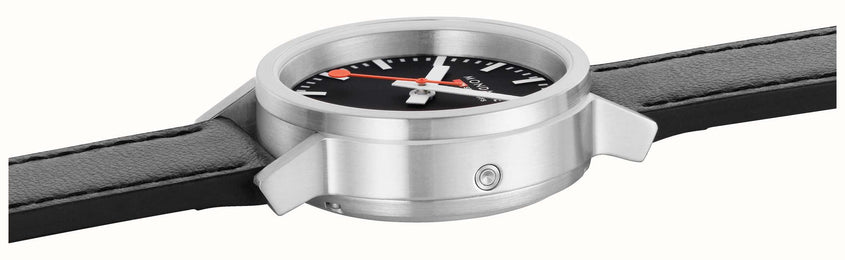 Mondaine SBB Stop2Go Black Grape Leather Watch