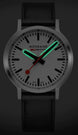 Mondaine SBB Stop2Go BackLight White Grape Leather Watch
