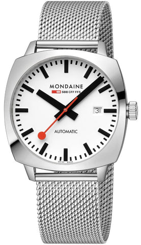 Mondaine Cushion Automatic White Bracelet Watch MSL.3961B.SM