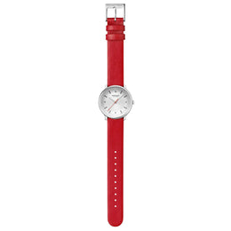 Mondaine Doppio 33mm Red Vegan Grape Leather Watch