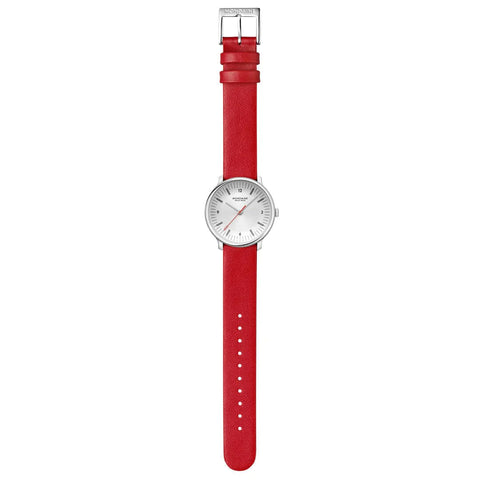 Mondaine Doppio 33mm Red Vegan Grape Leather Watch