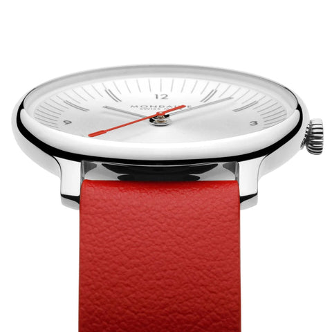 Mondaine Doppio 33mm Red Vegan Grape Leather Watch