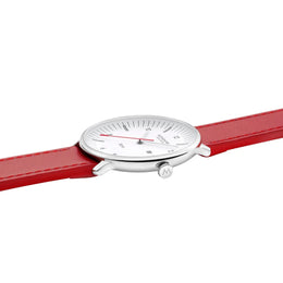 Mondaine Doppio 41mm Solar Red Vegan Apple Leather Watch