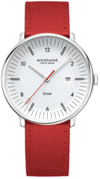 Mondaine Doppio 41mm Solar Red Vegan Apple Leather Watch MLE.41910.LCV.