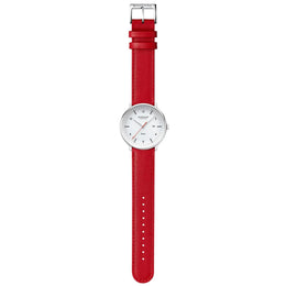 Mondaine Doppio 41mm Solar Red Vegan Apple Leather Watch