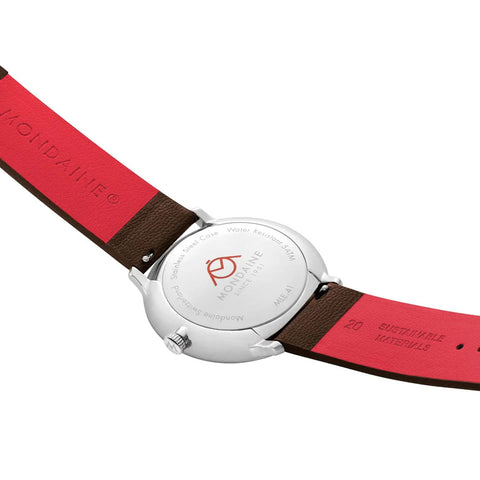 Mondaine Doppio 41mm Brown Vegan Grape Leather Watch