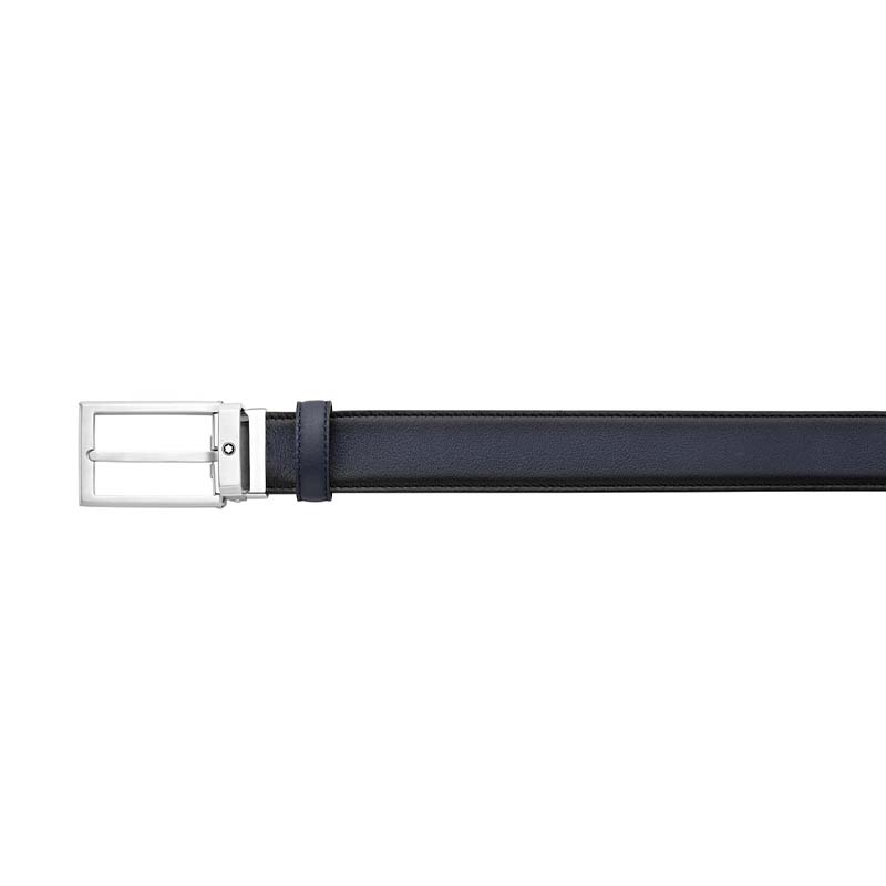Montblanc Black Leather Stainless Steel Pin Buckle Belt D
