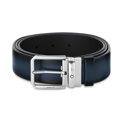 Montblanc 35mm Leather Pin Buckle Belt Blue 131184