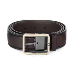 Montblanc 35mm Rectangular Frame Shiny Light Gold Leather Belt Brown 131190