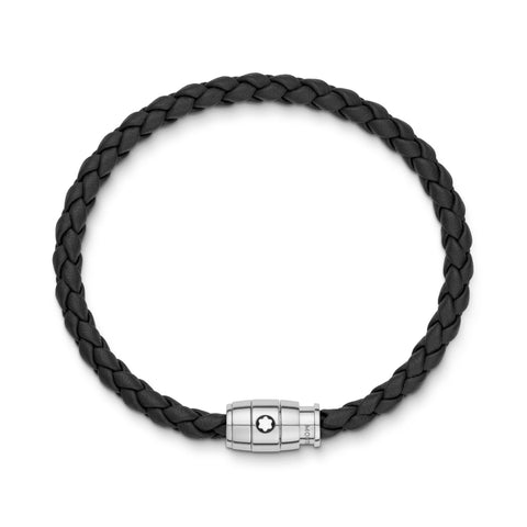Montblanc Rings Leather Bracelet Black Size L