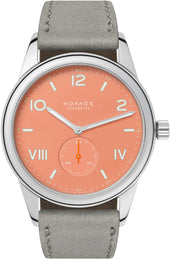 Nomos Glashutte Club Campus 38 Cream Coral Sapphire Crystal Watch 725.GB