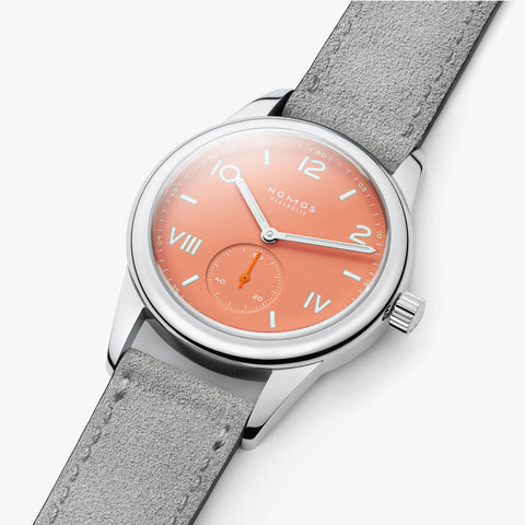 Nomos Glashutte Club Campus Cream Coral Sapphire Crystal Watch