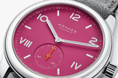Nomos Glashutte Club Campus Deep Pink Sapphire Crystal Watch