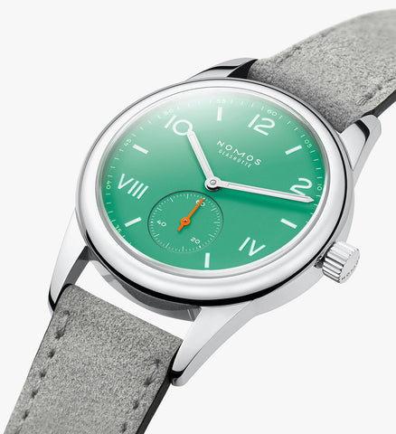 Nomos Glashutte Club Campus Electric Green Sapphire Crystal Watch
