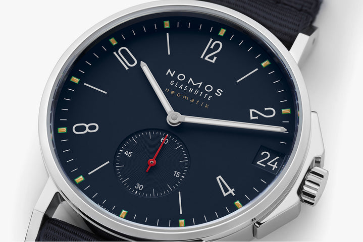 Nomos Glashutte Ahoi Neomatik 38 Date Atlantic Sapphire Crystal Watch