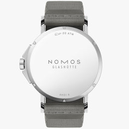 Nomos Glashutte Ahoi Neomatik 38 Date Sand Steel Back Watch