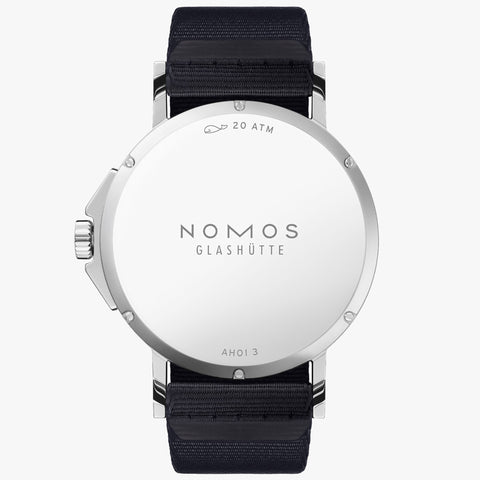 Nomos Glashutte Ahoi Neomatik 38 Date Sky Steel Back Watch
