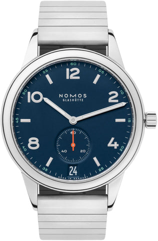 Nomos Glashutte Club Automat Datum Atlantik Sapphire Crystal Watch 776 SPORT BRACELET