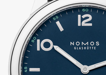 Nomos Glashutte Club Automat Datum Atlantik Sapphire Crystal Watch