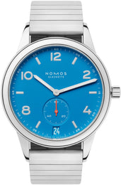 Nomos Glashutte Club Automat Datum Signalblau Sapphire Crystal Watch 777 SPORT BRACELET