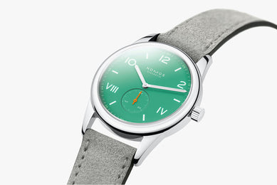 Nomos Glashutte Club Campus 38 Electric Green Sapphire Crystal Watch