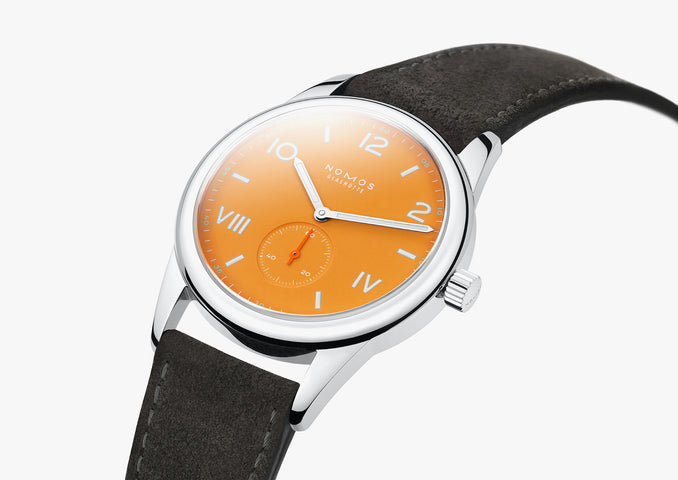 Nomos Glashutte Club Campus 38 Future Orange Steel Back Watch