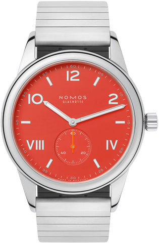 Nomos Glashutte Club Campus 38 Nonstop Red Steel Back Watch 723 SPORT BRACELET