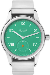 Nomos Glashutte Club Campus Electric Green Steel Back Watch 715 SPORT BRACELET