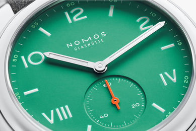 Nomos Glashutte Club Campus Electric Green Steel Back Watch