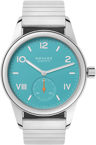 Nomos Glashutte Club Campus Endless Blue Steel Back Watch 717 SPORT BRACELET