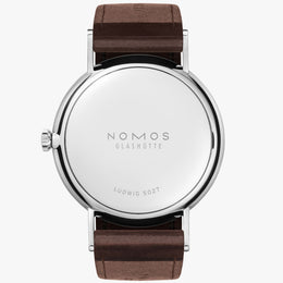 Nomos Glashutte Ludwig 38 White Enamel Steel Back Watch
