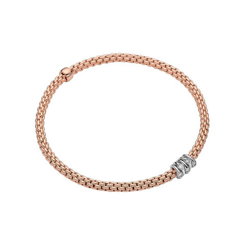 Fope Prima 18ct Rose Gold 0.07ct Diamond Flexible Bracelet 746B BBR.