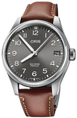 Oris Big Crown ProPilot Big Date Watch with grey dial, leather strap, steel case